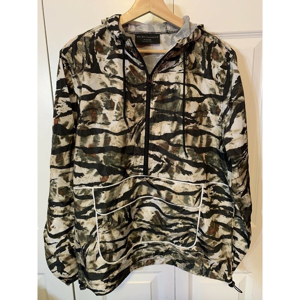New No Boundaries Men's Sz S‎ 1/2 Zip Camo Windbreaker Jacket NWT